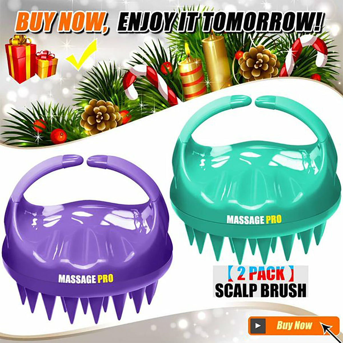 Scalp Massager Brush 2 Pack - Hair Shampoo & Deep Scalp Relief