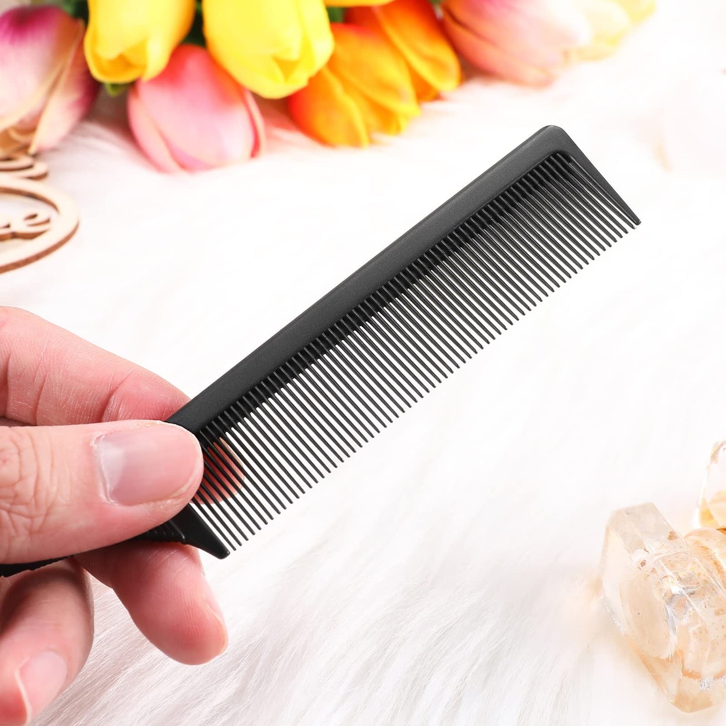 Steel Tail Comb for Hair Styling, Parting & Backcombing - Black, 3 Pack