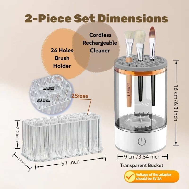 Electric Paint Brush Cleaner Rinse Cup - Cordless Auto Brush Washer with 26-Slot Holder
