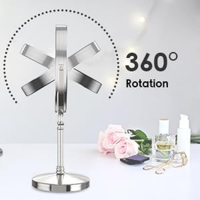 Rechargeable Double-Sided LED Makeup Mirror with 10X Magnification and 3 Color Lights