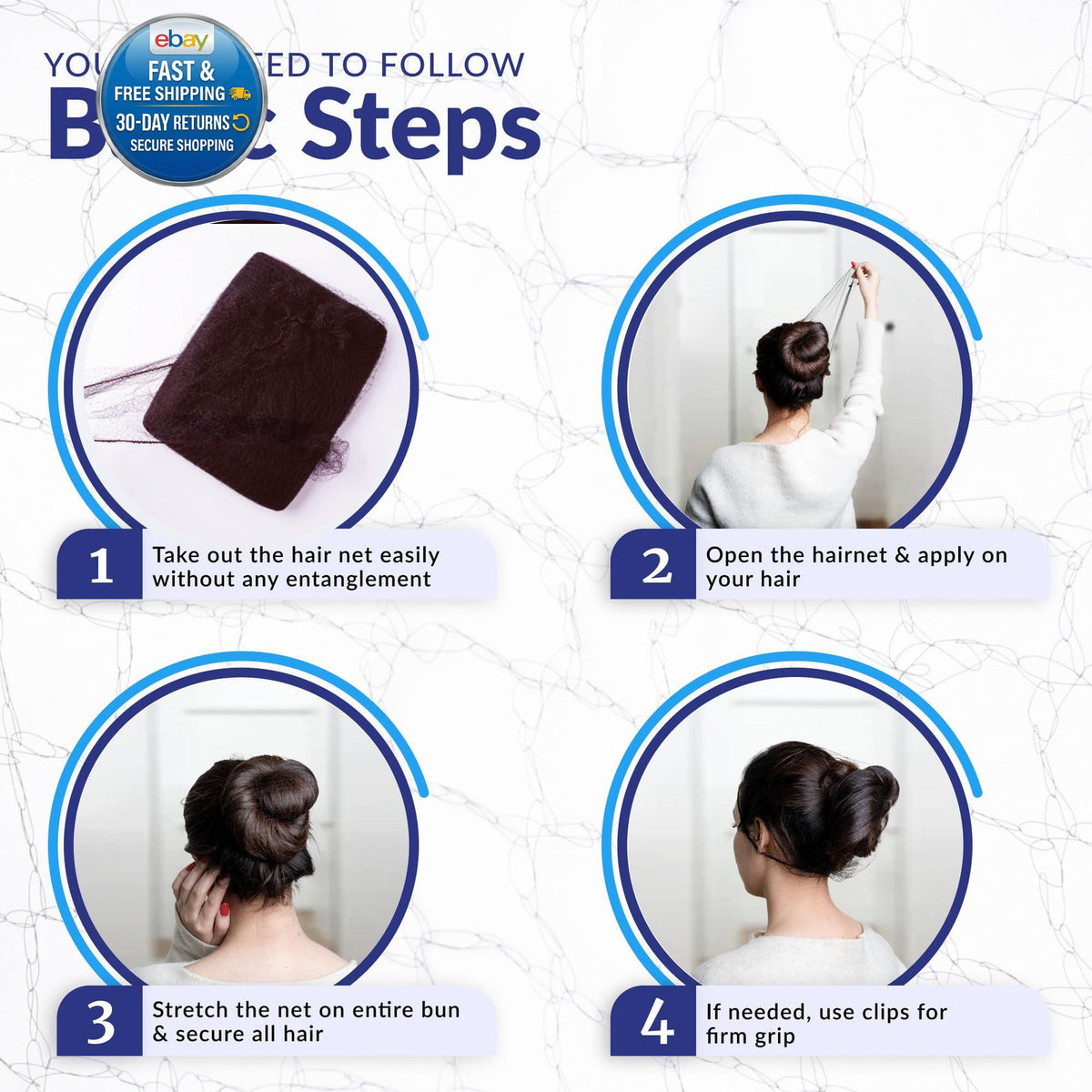 100Pcs Brown Hair Net 24" Invisible Nets for Women and Men - Perfect