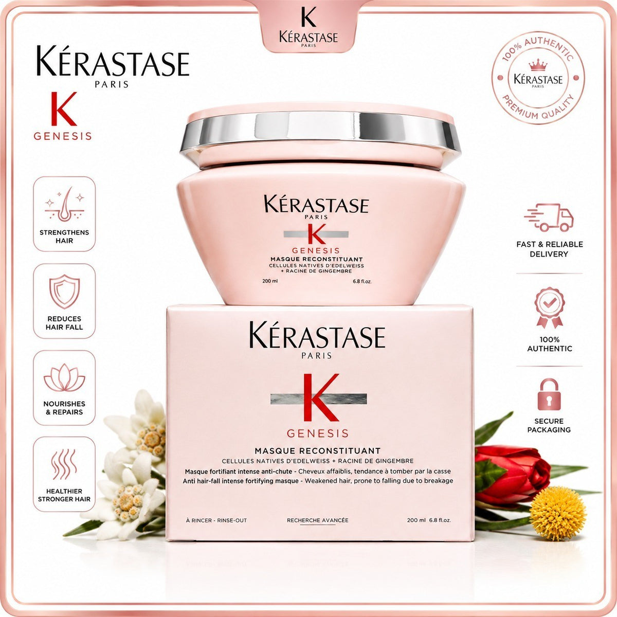 Kerastase Genesis Fortifying Hair Mask 200ml - Reduce Breakage & Nourish