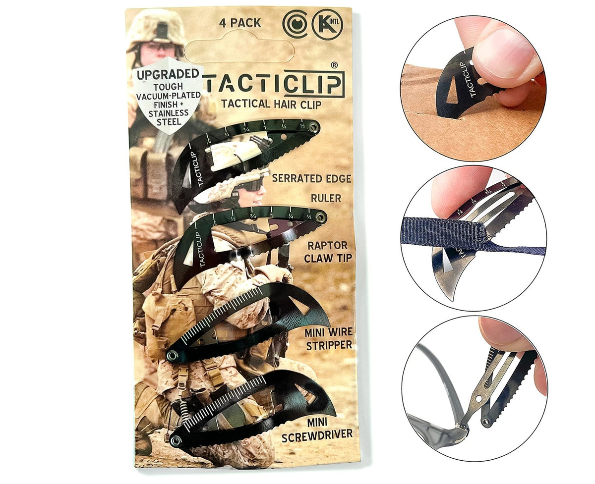 Tactical Hair Clips, 4 Pack - Black 1 Count (Pack of 4),