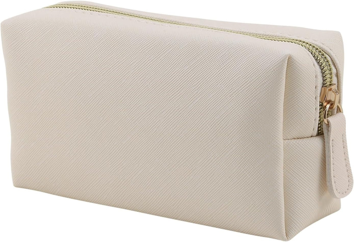 Leather Makeup Bag for Travel Small Cosmetic Organizer for Women