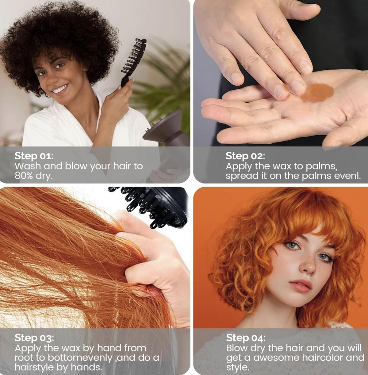 Temporary Hair Wax Color Set - Natural Orange Hair Styling Pomades for Men & Women