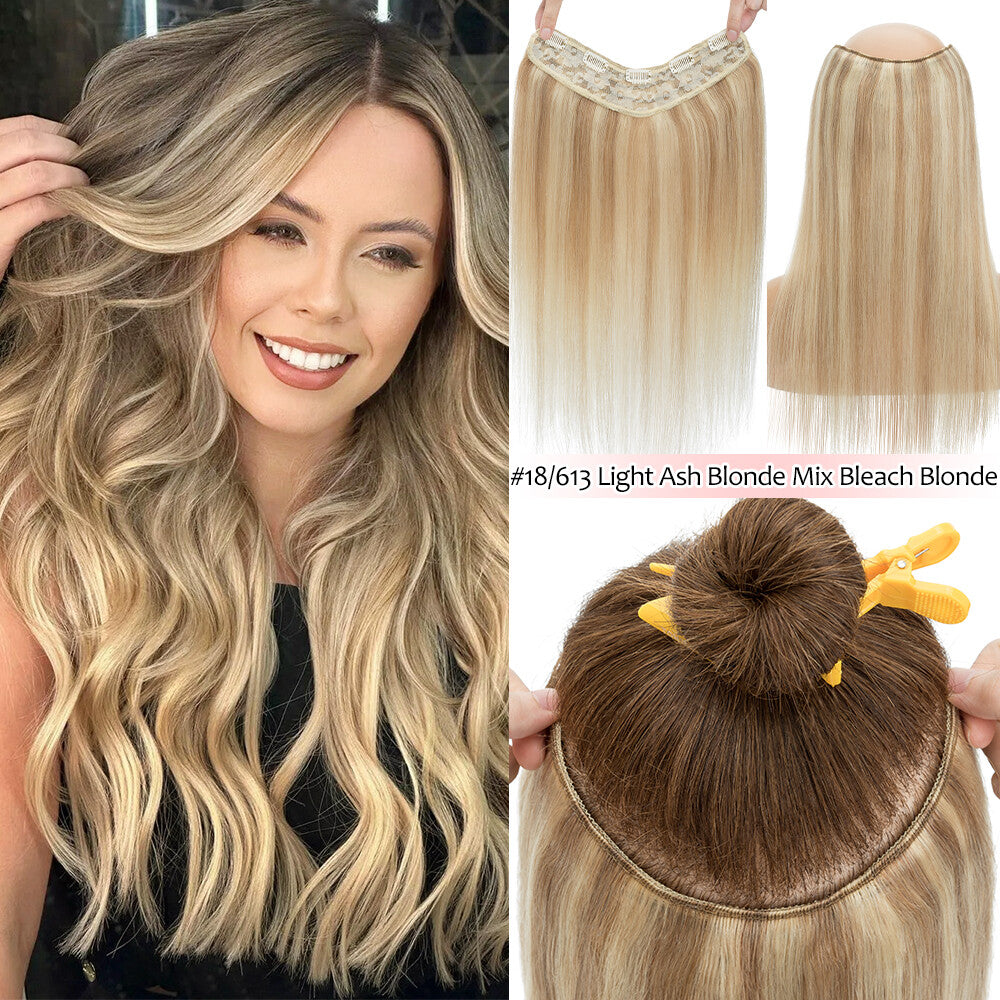 V-Shaped Clip-In Hair Extensions 100% Remy Human Hair Full Head 18-20 Inches