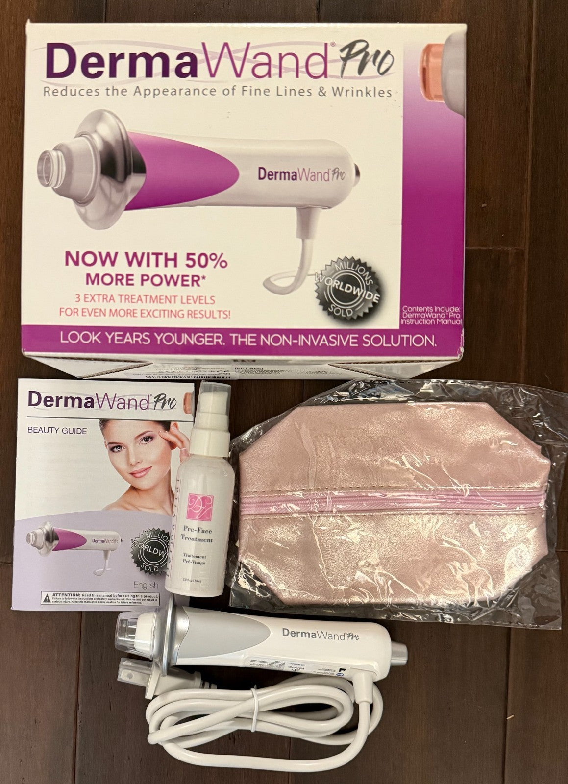 Derma Wand Pro High Frequency Facial Wand with Violet Glass Applicator - Skin Therapy Device for Anti-Aging & Serum Absorption