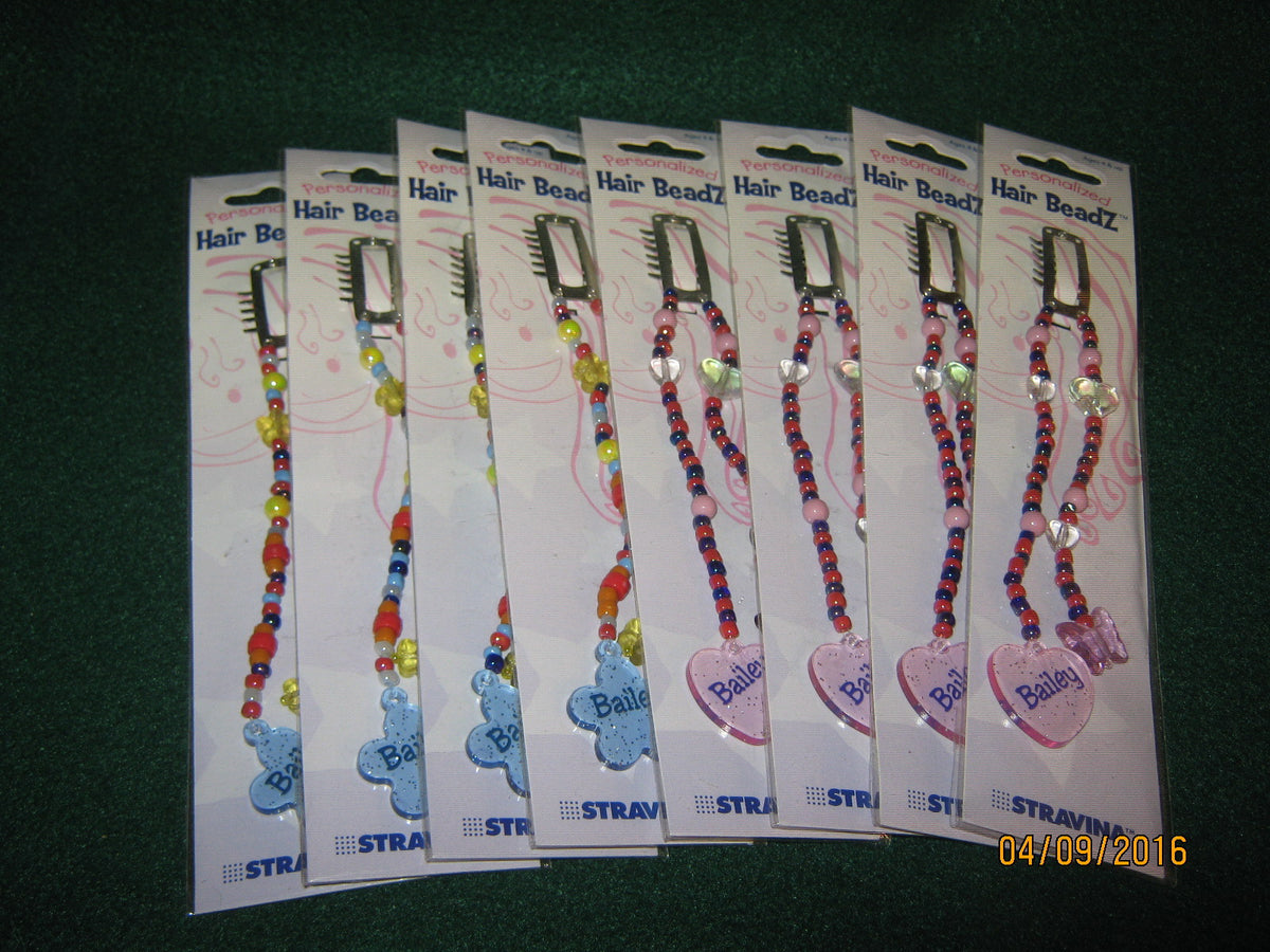 (20) Hair Beads "BAILEY" PINK&BLUE Stravina / Beadz Children 4& Up