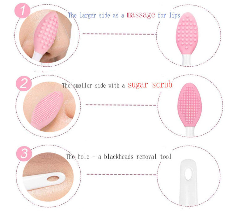 3-Piece Facial Cleansing Brush and Lip Scrub Set Silicone Face & Lip Brush