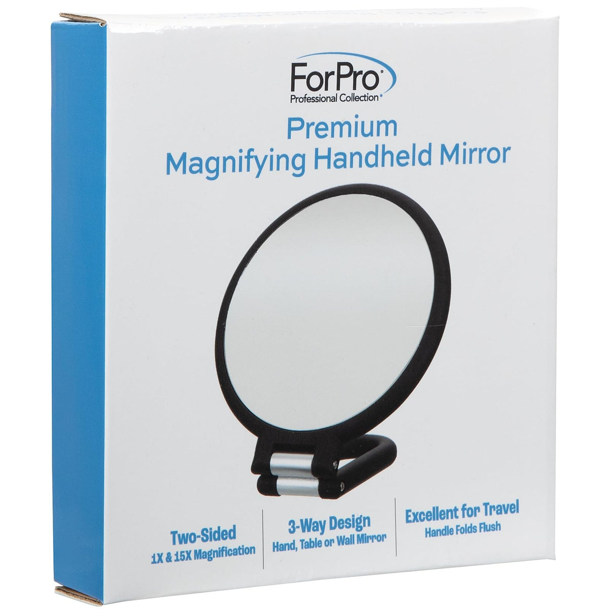 Magnifying Handheld Mirror 1X/15X with Folding Travel Design