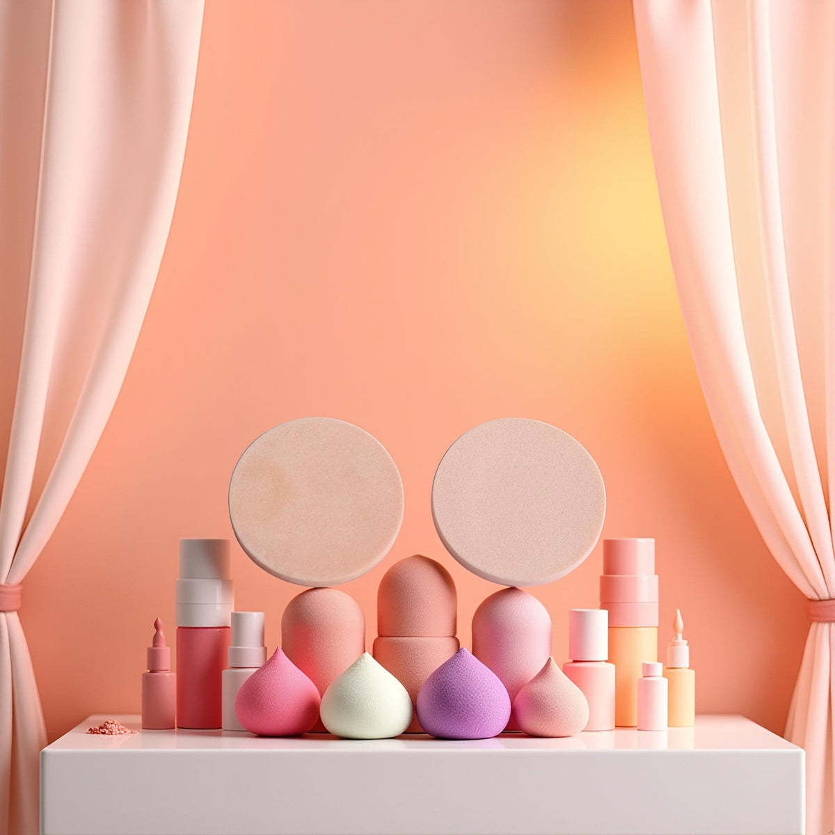 12-Pack Makeup Sponge Set - Round, Multicolor Beauty Blenders for Foundation & Powder