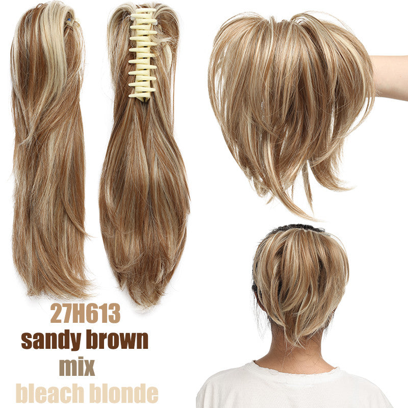 Messy Bun Hair Piece with Claw Clip - Short Ponytail Extensions for Natural Look