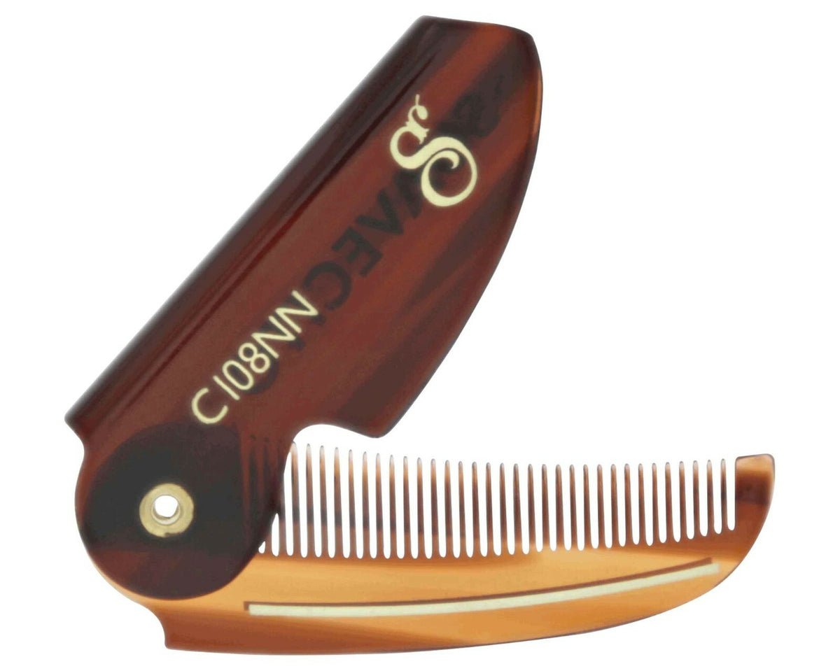 Suavecito Folding Mustache Comb with Pocket Clip - Amber