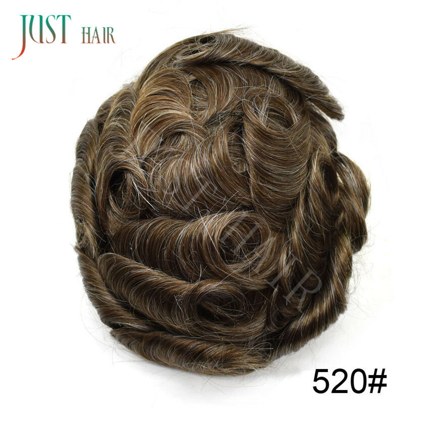 Men's Bleached Lace Front Hair Replacement Toupee - Natural Hairline, Virgin Human Hair