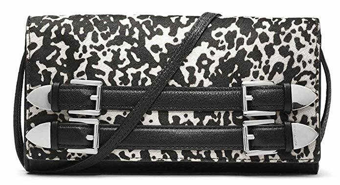 Leather Crossbody Clutch Bag with Haircalf Print - Michael Kors Robin