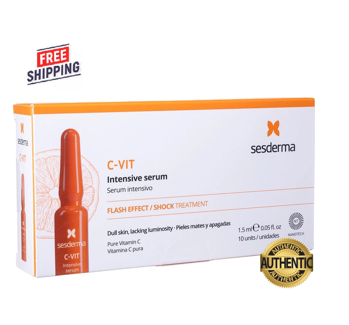 Vitamin C Face Serum Ampoules - Brightening & Anti-Aging, 10 Pack