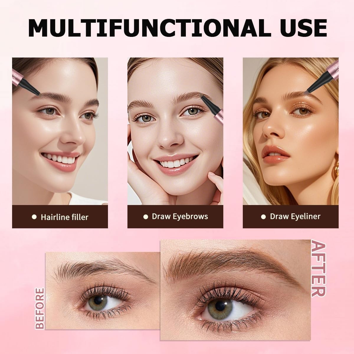 Microblading Eyebrow Pen Waterproof Hair Stroke Brow Marker - Black