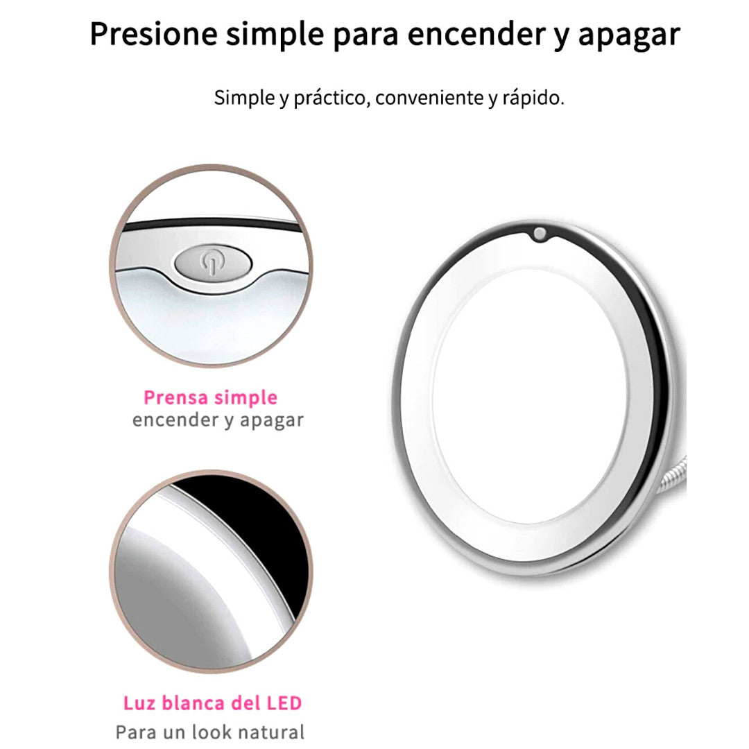 Magnifying Makeup Mirror with LED Light and Flexible Gooseneck 10x Zoom