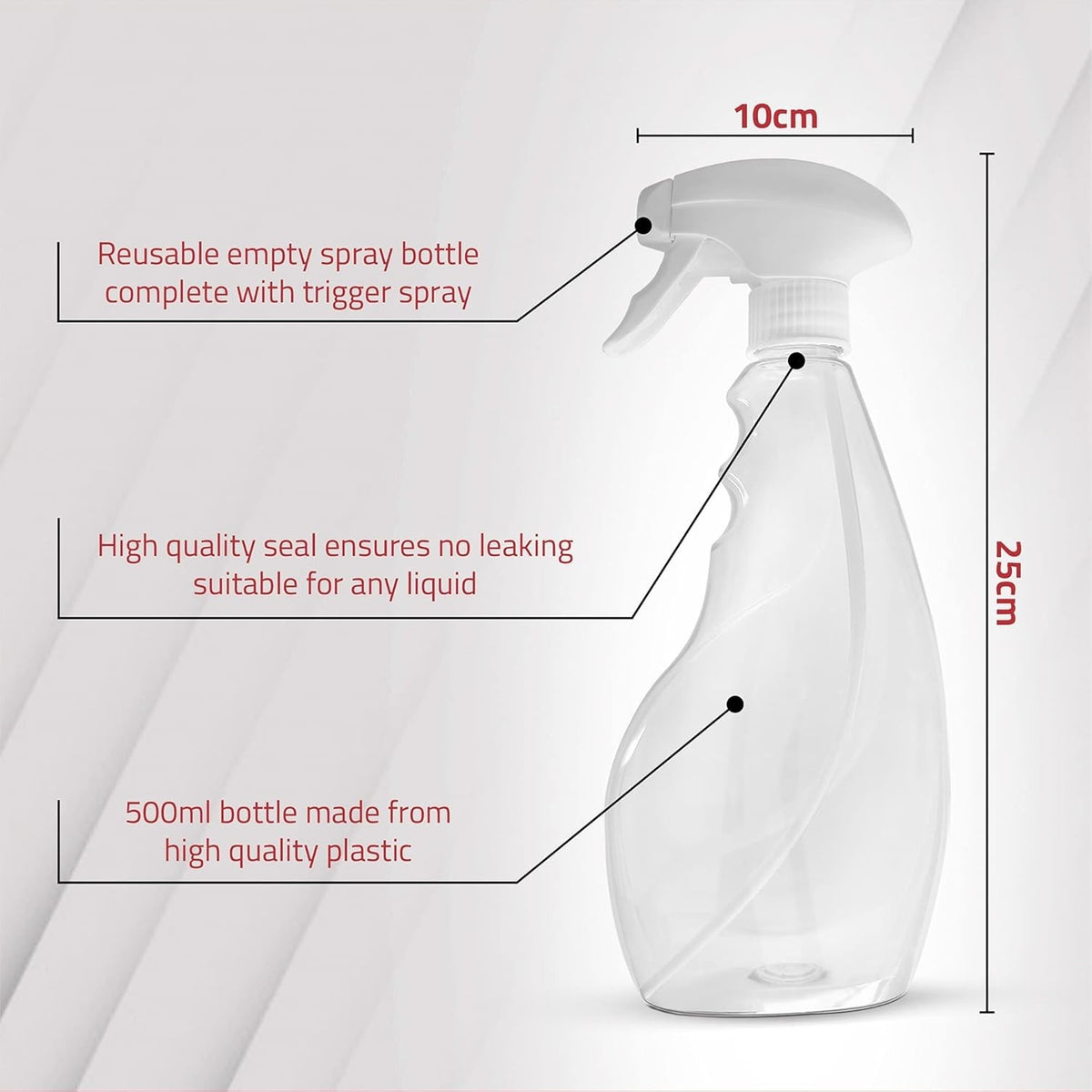 Leak-Proof 17oz Clear Spray Bottle Set for Cleaning Solutions & Plants