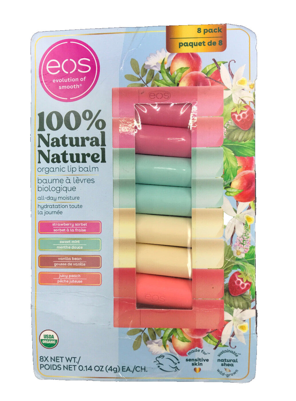 Lip Balm Set - 8 Natural Organic Flavors for Sensitive Skin