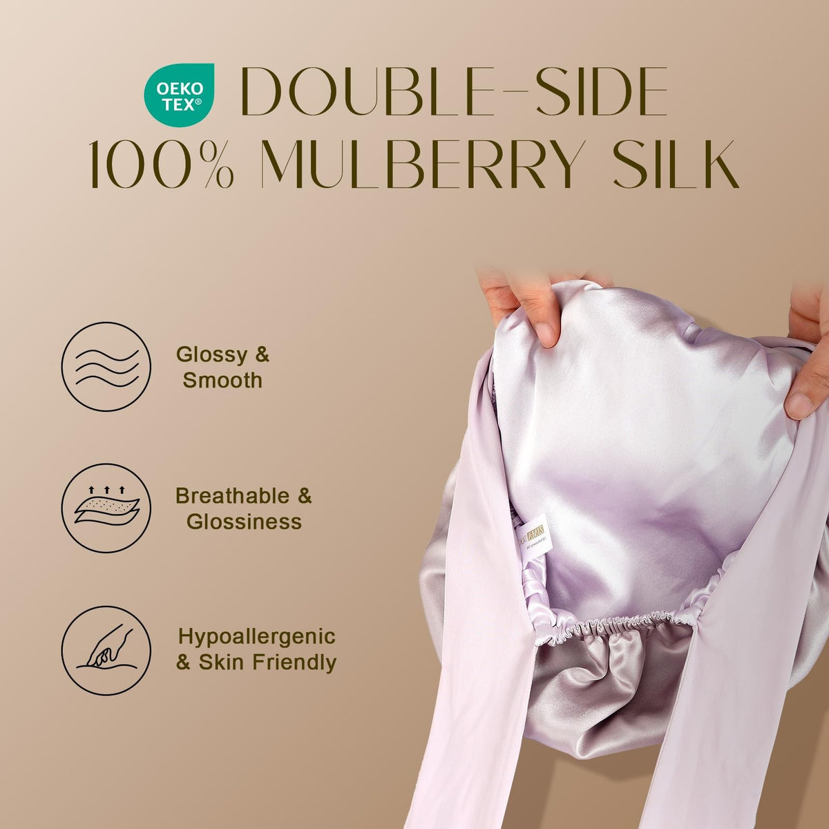 ZIMASILK 100% Mulberry Silk Bonnet for Sleeping Women Long One Size,