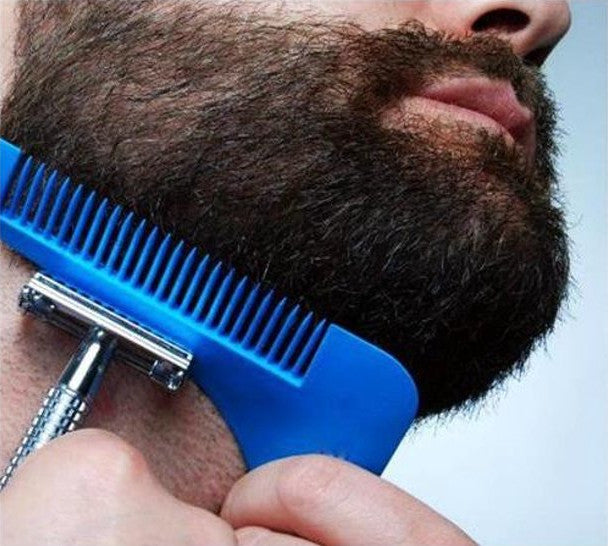 Beard Shaping Tool for Precise Lineups & Symmetry - Blue 7-in-1