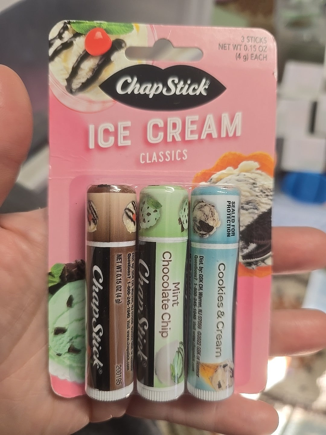 ChapStick Ice Cream Classics Lip Balm Set Cookies & Cream Mint Choc Fudge Sundae