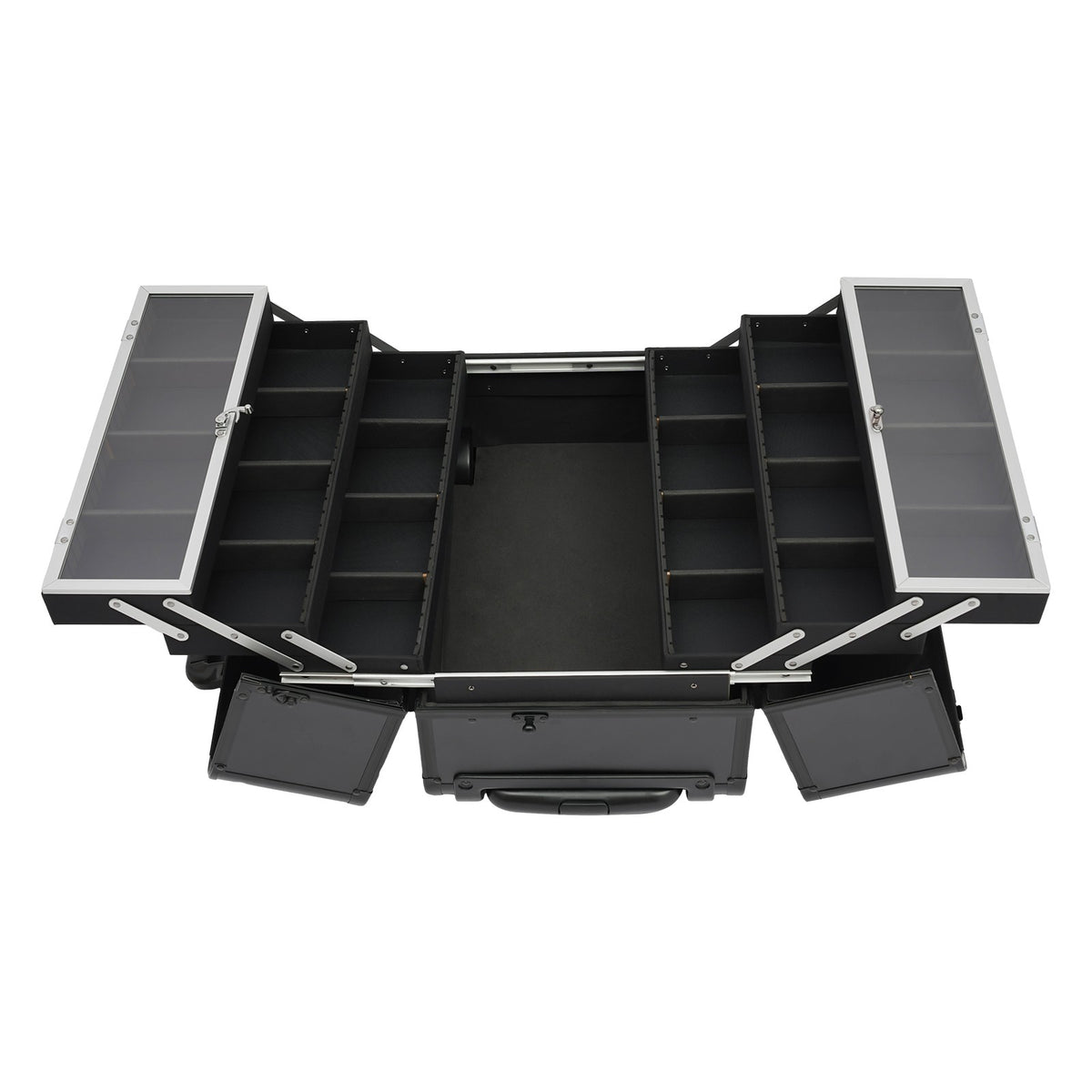 Lockable Rolling Makeup Case with 6 Trays - Multi-Layer Cosmetic Storage