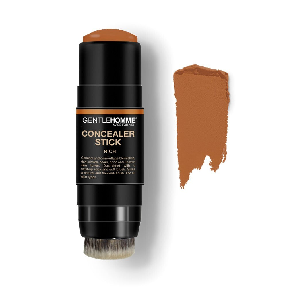 Men's Concealer Stick with Brush - Acne Blemish Coverage, 4 Shades Matte Finish