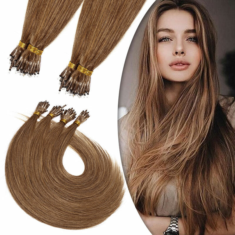 Nano Loop Human Hair Extensions Micro Beads Thick Real Remy Hair 16-22in