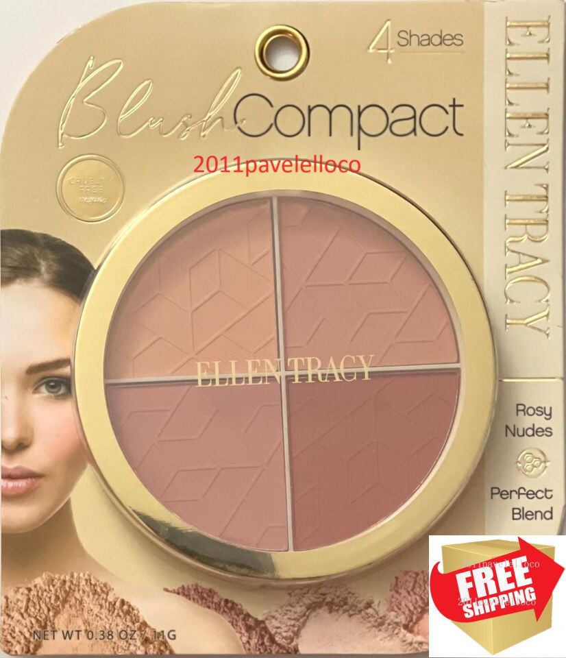 Ellen Tracy Blush Compact Rosy Nudes Buildable Makeup for All Skin Types
