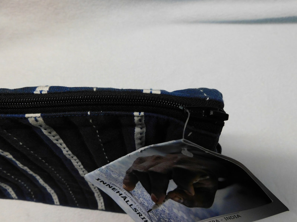 Limited Edition Blue & White Stripe Makeup Bag - Handmade Artisans Gift