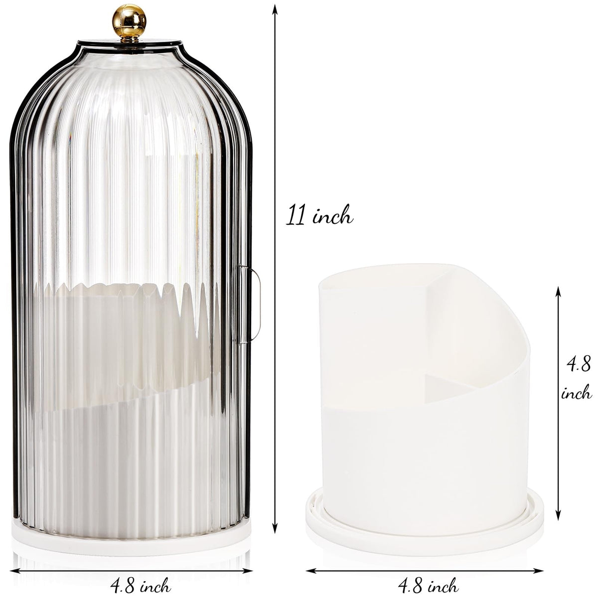 Rotating Clear Makeup Brush Organizer with Lids - Dustproof & Space-Saving