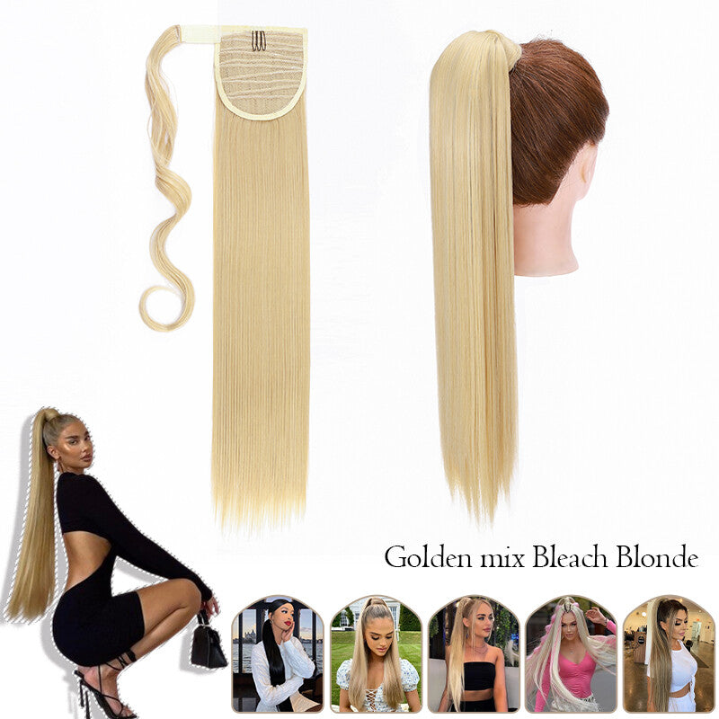 Mega Thick Wrap-On Ponytail Extensions - Natural Human Hair, Curly Wavy Straight