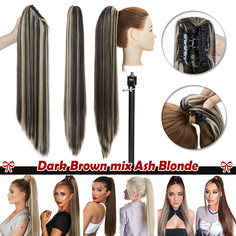 Claw Ponytail Extensions Curly Straight Hair in Multiple Lengths & Colors