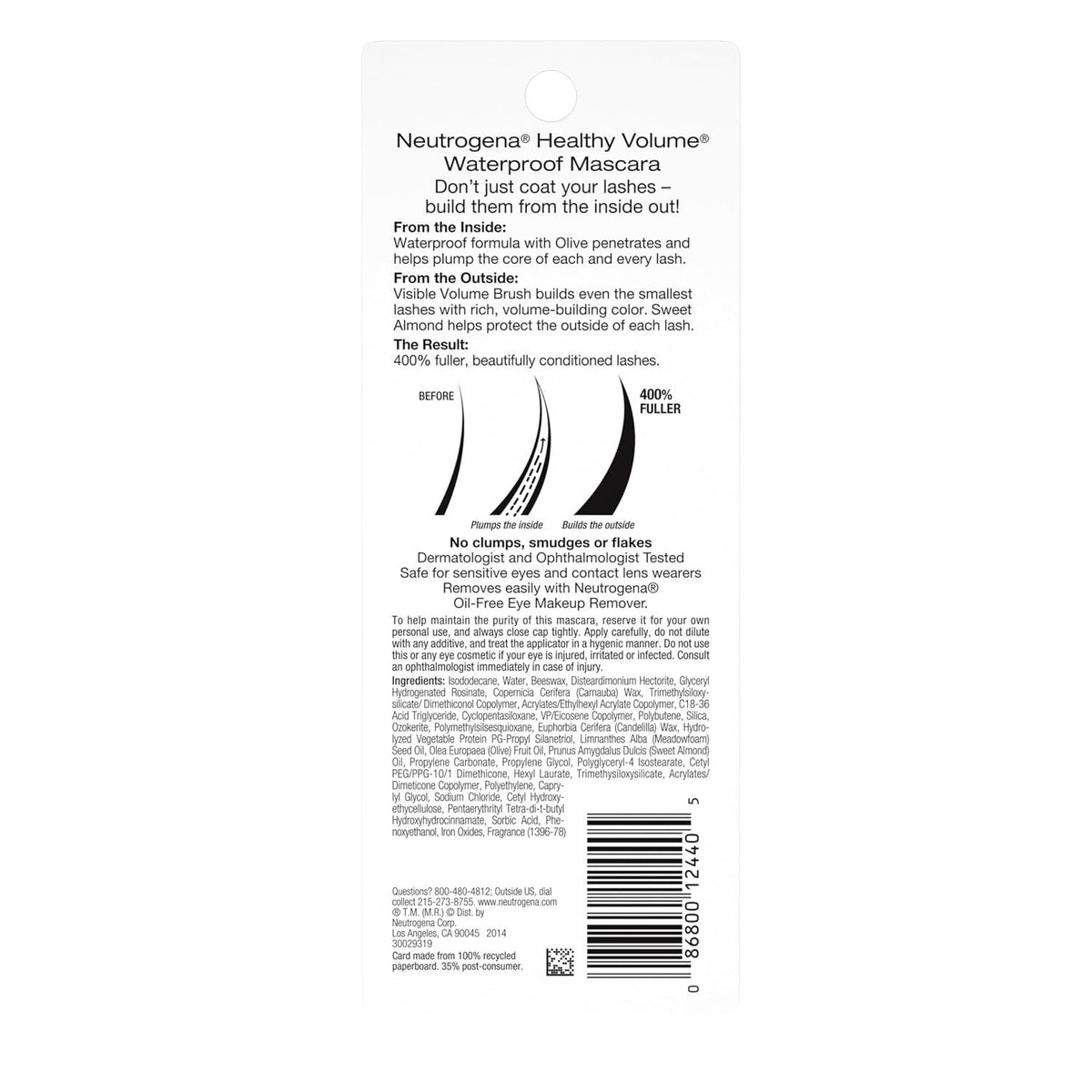 Neutrogena Waterproof Lash Plumping Mascara for Fuller, Voluminous Lashes - Black/Brown 0.21 oz