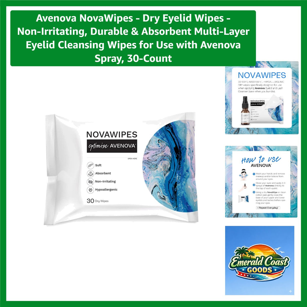 Large Eyelid Wipes for Eye Hygiene - Hypoallergenic, 30-Count