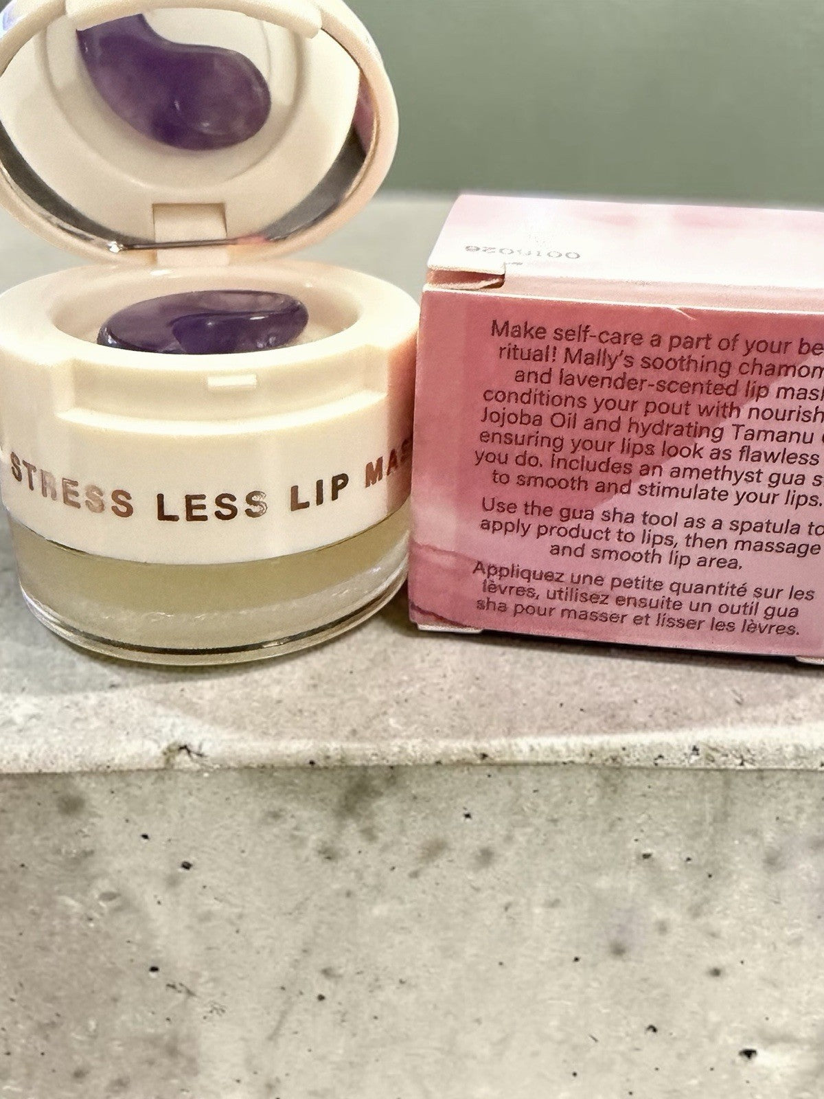 Lip Mask Balm with Gua Sha Amethyst Stone Applicator - Lavender & Chamomile