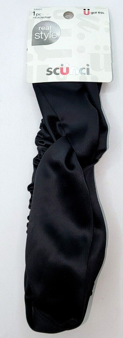 Scunci Real Style U Got This - 1pc Headwrap, Black Silky Feel, SEALED