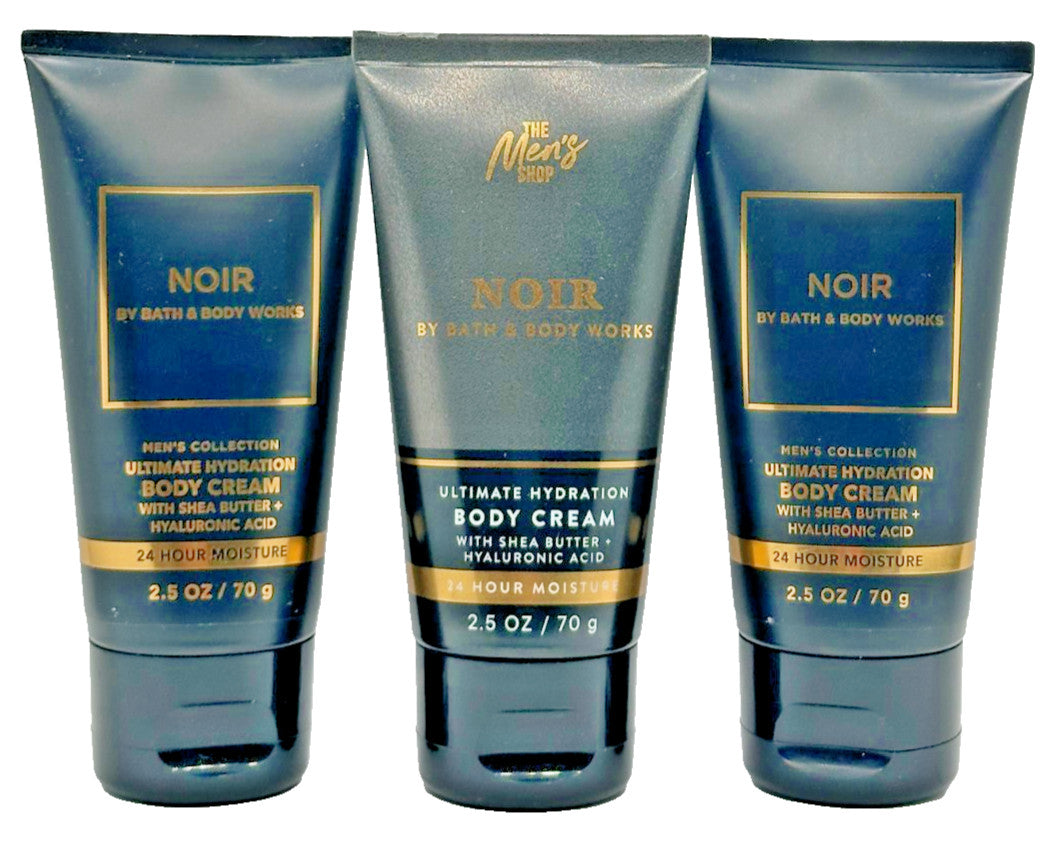 NEW Bath & Body Works Lot 3 Tubes Men's Noir Travel Cream 2.5 oz