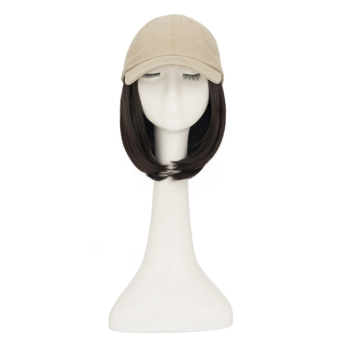 8-Inch Curly Baseball Cap with Synthetic Ponytail Hair Extensions - Natural Look