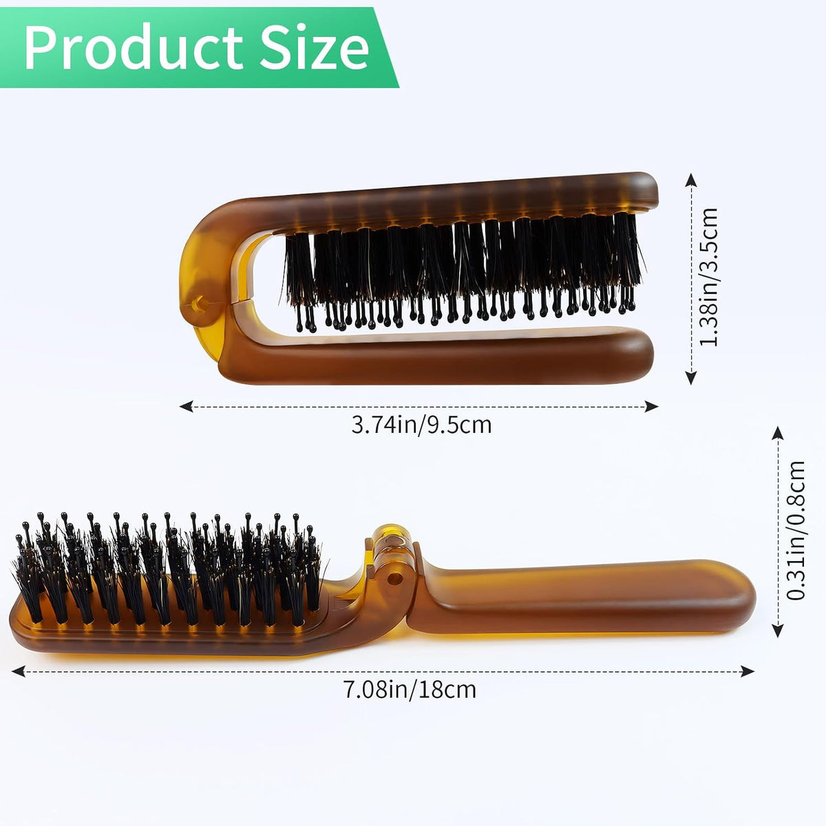 Travel Folding Hair Brush - Portable Boar Bristle Detangler for Men & Women