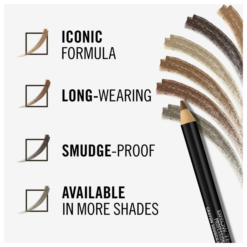Eyebrow Pencil with Built-In Brush - Long-Lasting, Smudge-Proof, 4 Pack