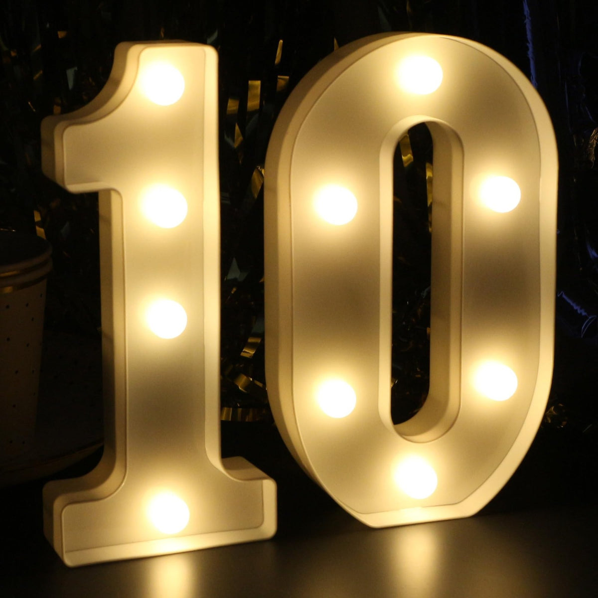 Light Up Number 10 Centerpiece - 8.26 Inch Birthday Table Sign for Party Decorations