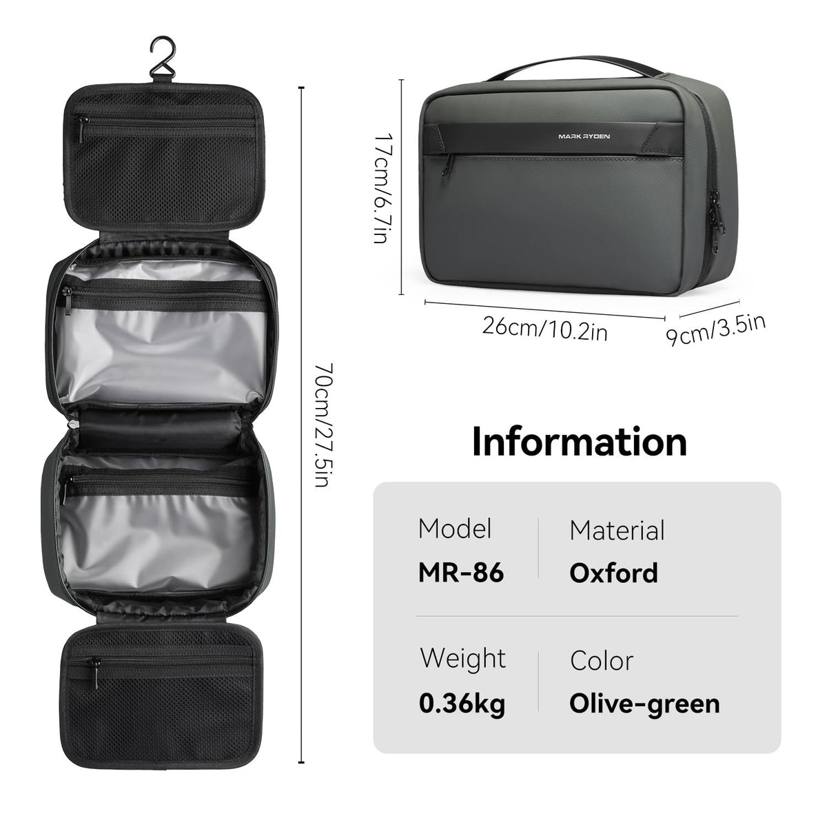 Waterproof Travel Toiletry Bag for Men Organizer Dopp Kit with Multiple Compartments
