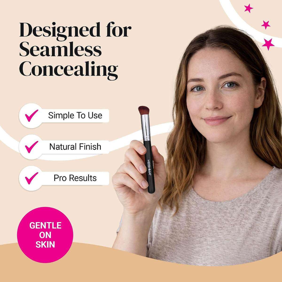 Angled Under Eye & Nose Contour Concealer Brush - Synthetic, Vegan