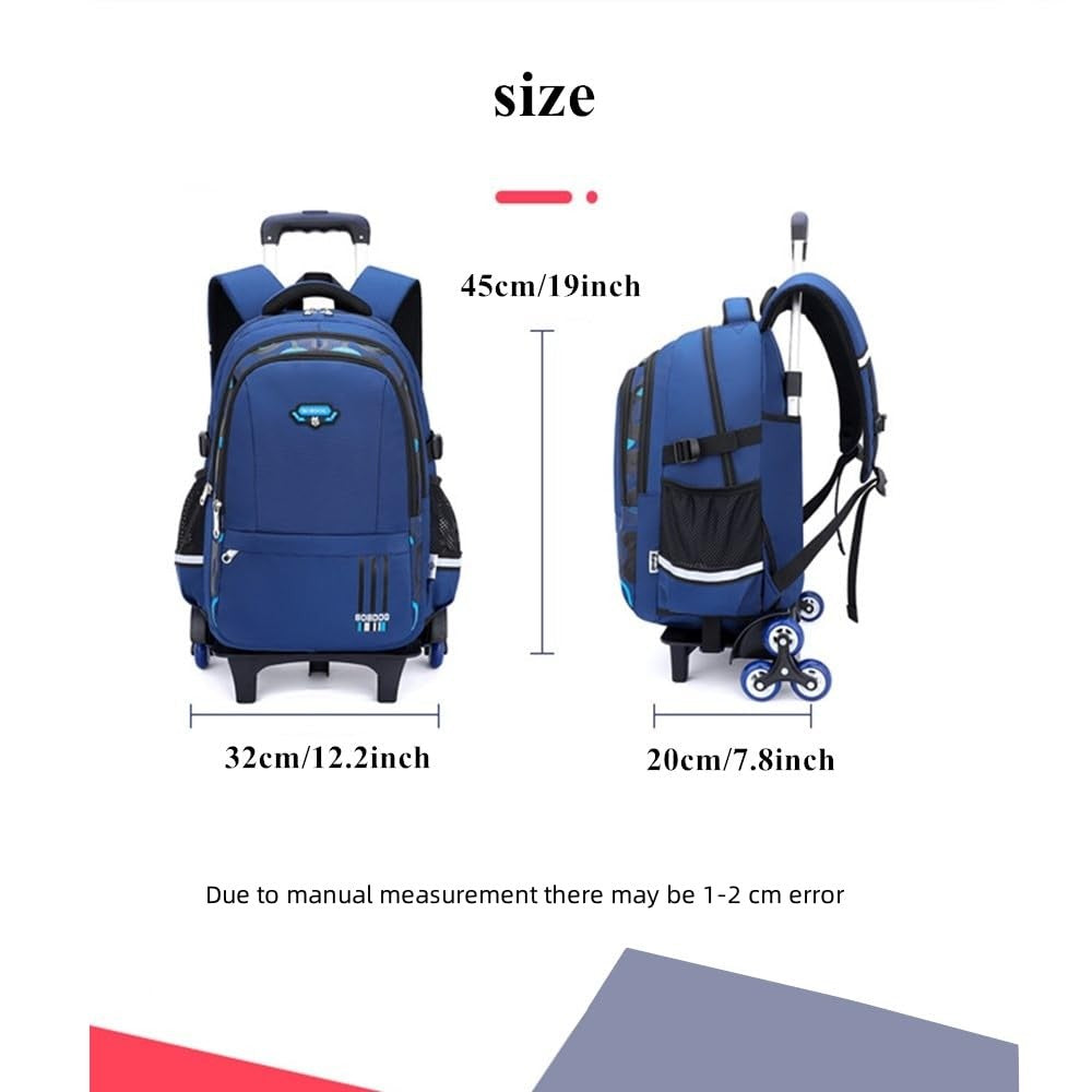 Kids Rolling School Backpack with Wheels & Large Capacity for Elementary & Middle School