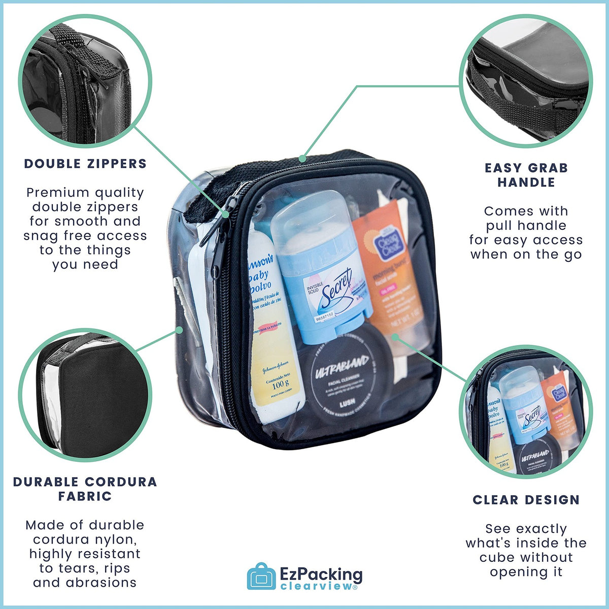 Clear TSA Approved Travel Toiletry Bag for Carry-On, Quart Size Pouch