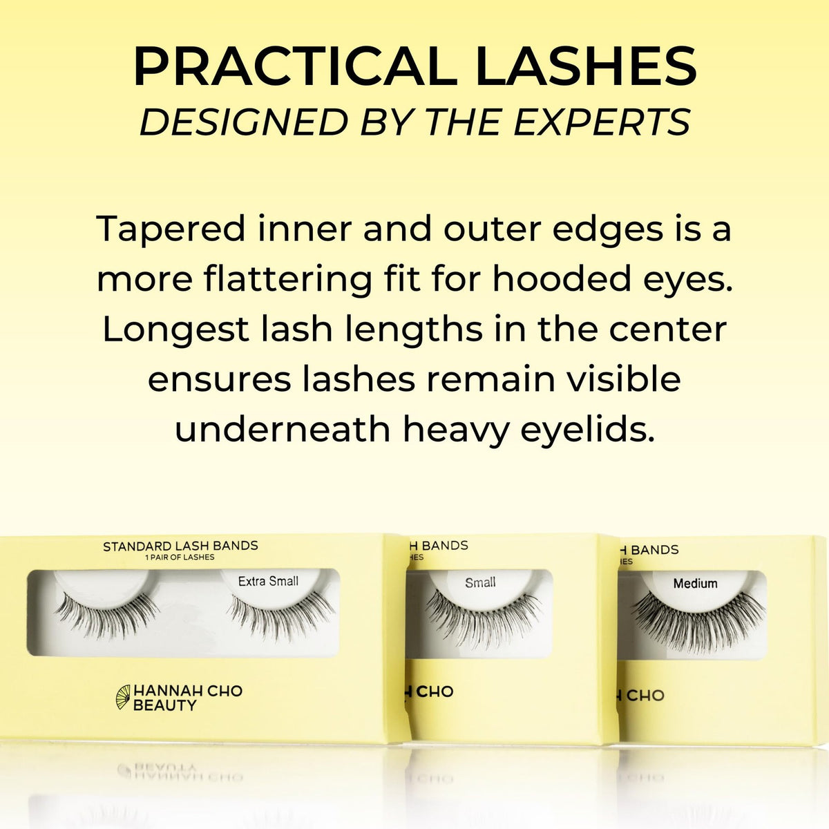 Natural Black False Eyelashes for Hooded Eyes - Weightless, Medium Style