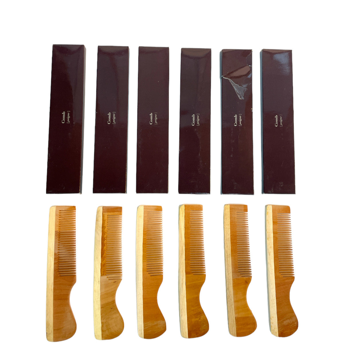 Small Wooden Comb Set of 6 - Unbranded Hair Grooming Tools